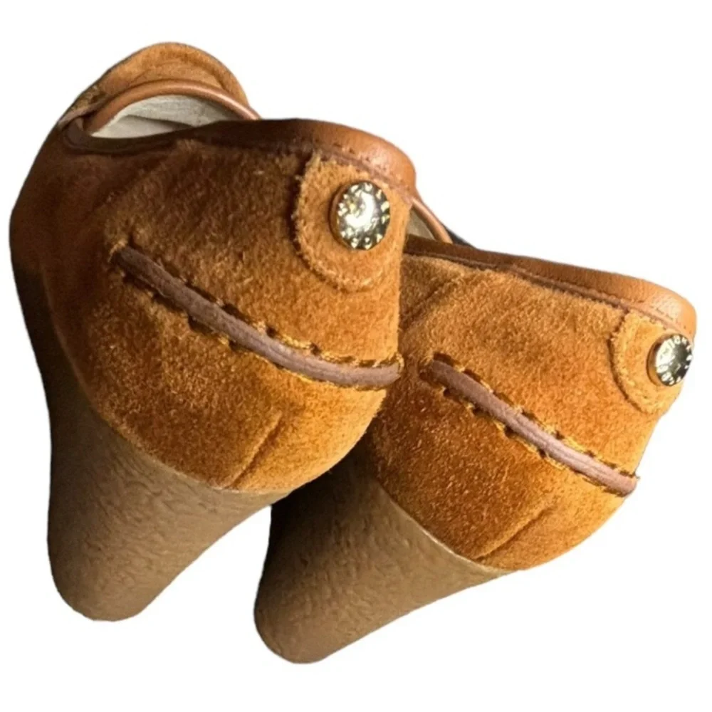 Michael MICHAEL KORS Rory Suede Penny Loafer Wedges, EUC